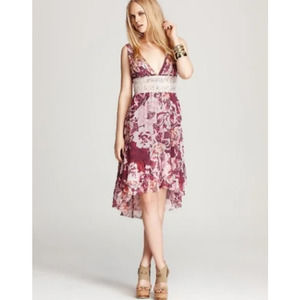 Free People Lovely Garden Purple Floral High Low Boho Dress